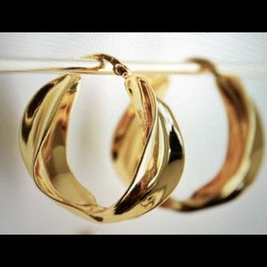 Twisted Round Hoop Earrings, Gold Color Jewelry